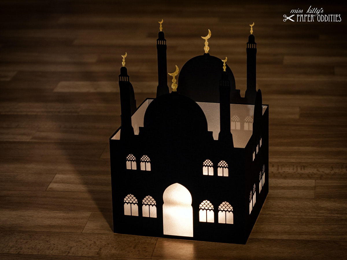 Windlicht Moschee mit goldenen Halbmonden